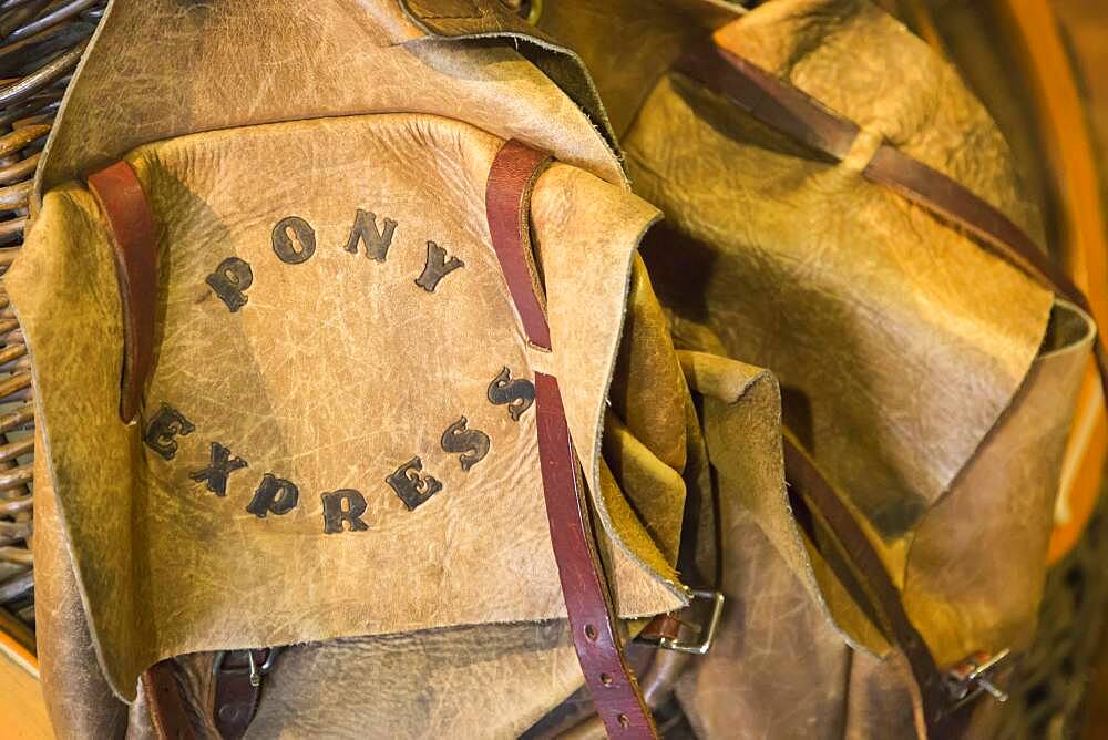 Vintage leather pony express saddle bags abstract