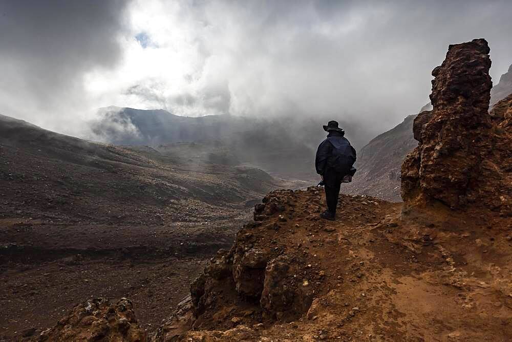 Guy at Tongariro National Park, Ruapehu District, North Island, New Zealand, Oceania