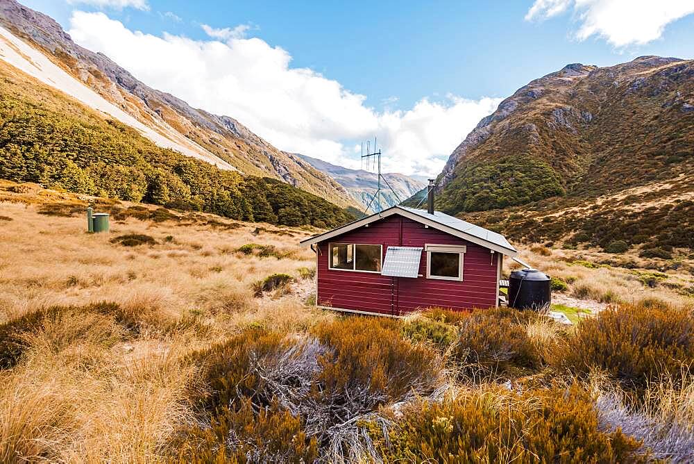 Hut at Arthur's Pass, Selwyn, Canterbury, South Island, New Zealand, Oceania