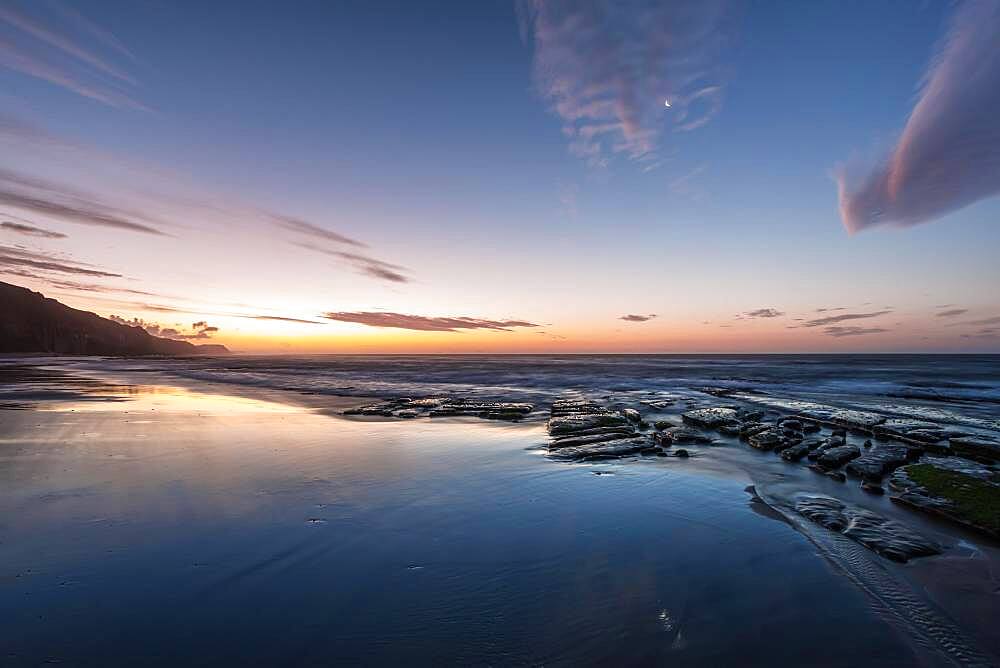 Sunset at the ocean, Kahurangi National Park, South Island, New Zealand, Oceania