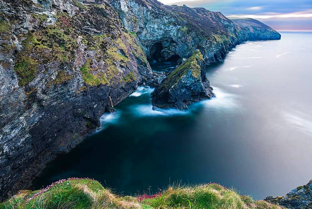 Sunset over Cliffs in St Agnes, Cornwall, England, United Kingdom, Europe