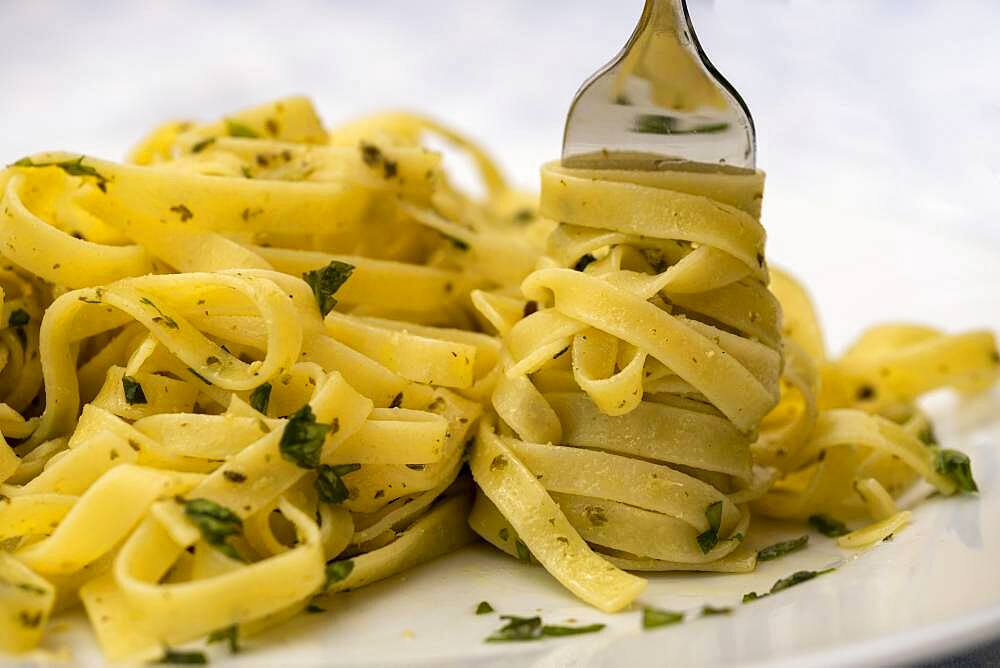 Pesto, with basil, Pasta, Linguine, Food, Italy, Europe