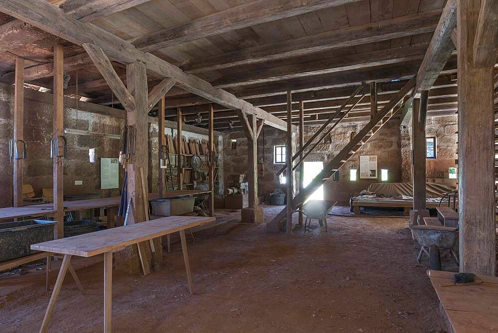 Brickworks, 1835, for historical brick production, replica in the Franconian Open Air Museum, Bad Windsheim, Middle Franconia, Bavaria, Germanyd