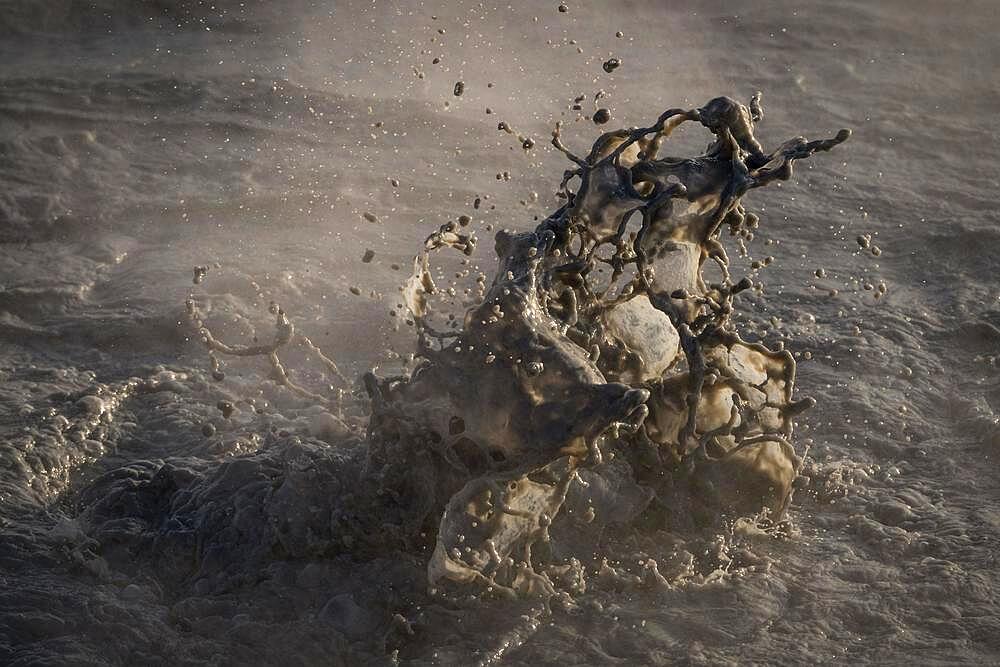 Boiling mud, splashing mud pot, high-temperature area Namaskaro or Namskard, Namafjall, Myvatn or Myvatn, North Iceland, Iceland, Europe