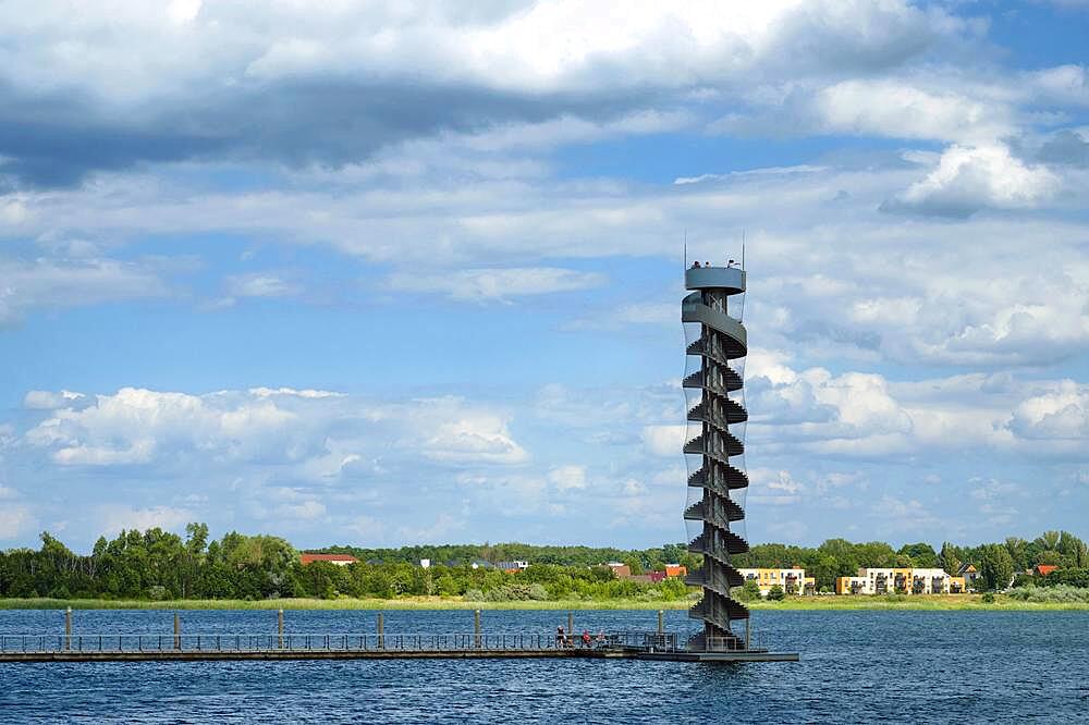 Water level tower, Grosser Goitzschesee, Goitzsche near Bitterfeld, Saxony-Anhalt, Germany, Europe