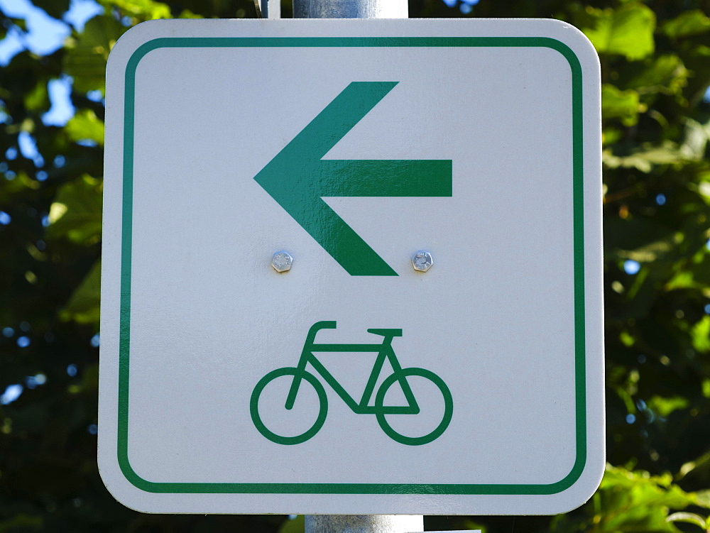 Traffic sign with direction arrow, intermediate signpost, Bavaria, Germany, Europe