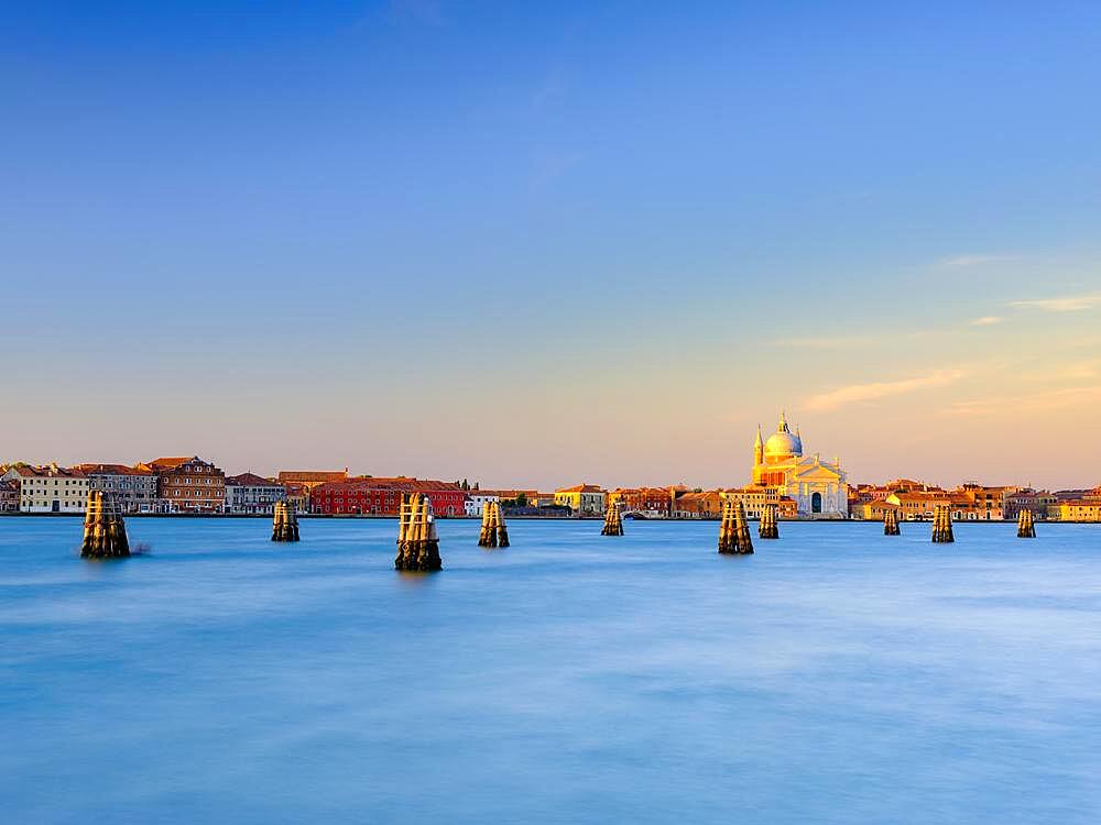 Church Chiesa del Santissimo Redentore on the Giudecca Canal at sunrise, Venice, Venezia, Veneto, Italy, Europe