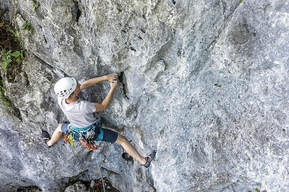 Climbing area Zellerwand, lead climbing, sport climbing, Schleching, Bavaria, Germany, Europe