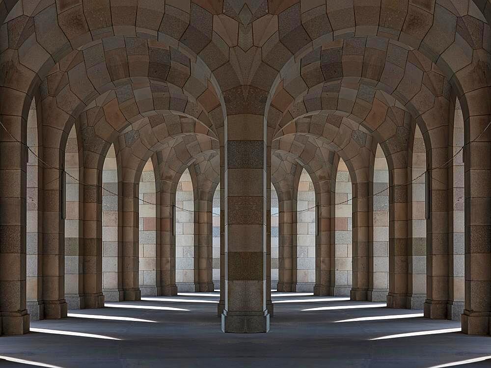 Arcade tour of the Congress Hall, unfinished monumental building of the National Socialists on the former Nazi Party Rally Grounds, 1933-1945, Composing, Nuremberg, Middle Franconia Bavaria, Germany, Europe