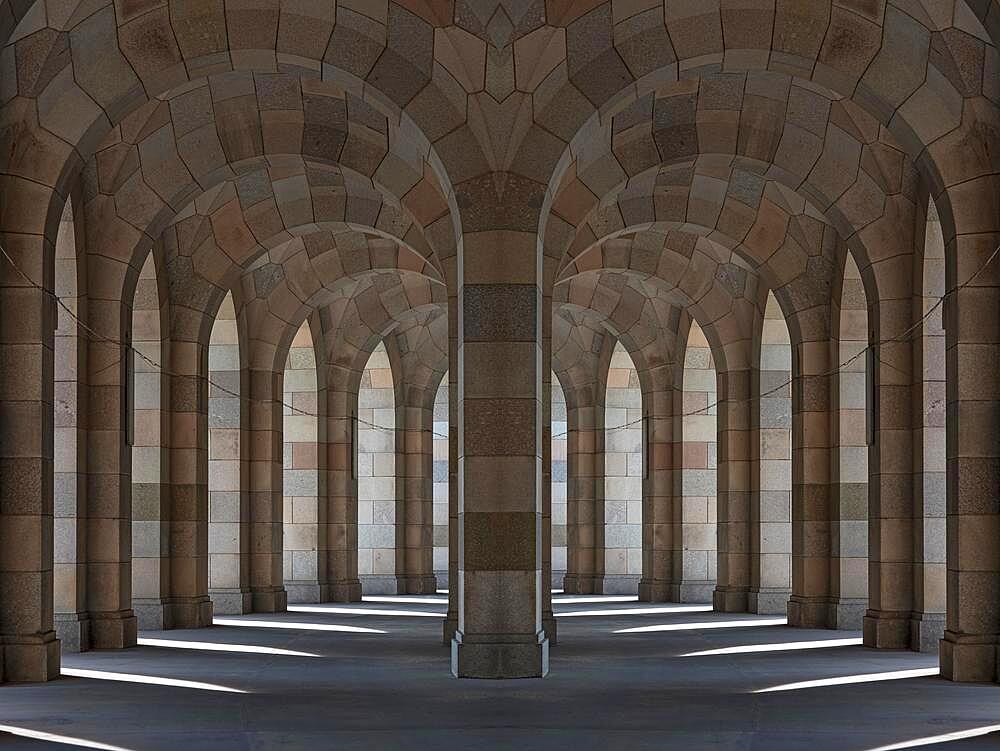 Arcade tour of the Congress Hall, unfinished monumental building of the National Socialists on the former Nazi Party Rally Grounds, 1933-1945, Composing, Nuremberg, Middle Franconia Bavaria, Germany, Europe