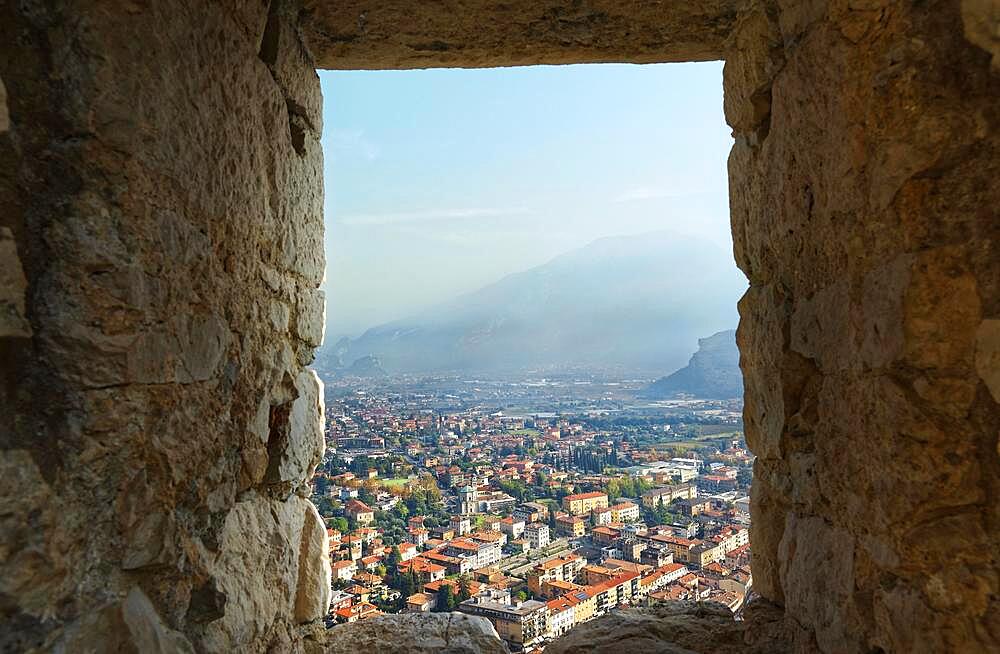 View from the Torre di guardia del 500 on Riva del Garda, Lake Garda North, Trento, Trentino-Alto Adige, Italy, Europe