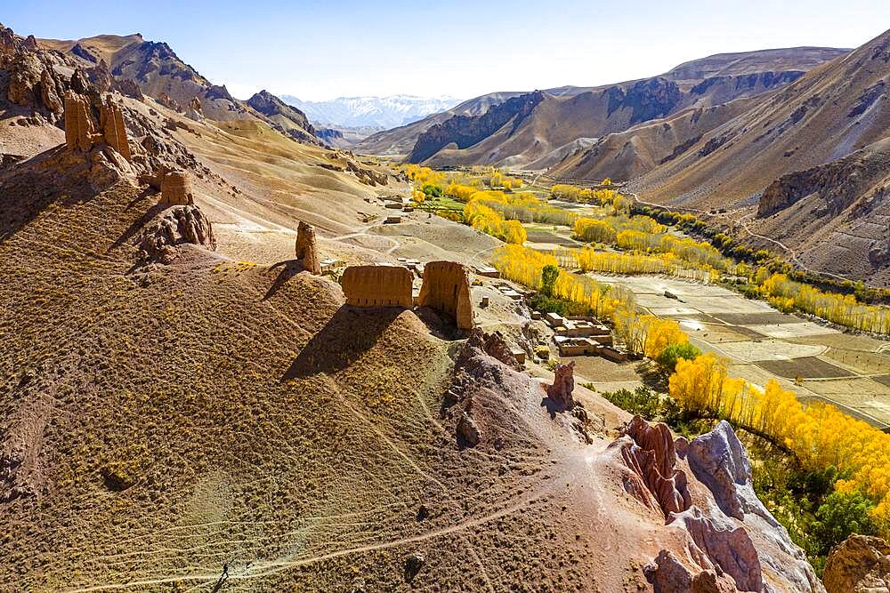 Aerial of Gohargeen fort, Yakawlang province, Bamyan, Afghanistan, Bamyan, Afghanistan, Asia