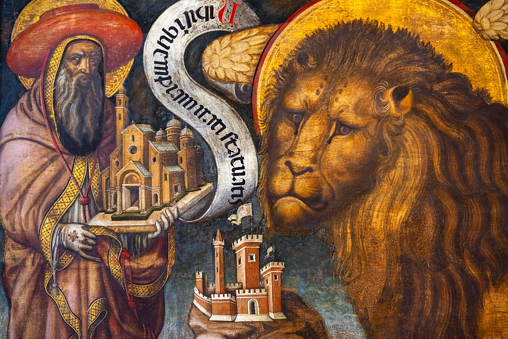 Saint Mark's Lion, Venetian Lion in a Painting, Interior, Doge's Palace, Palazzo Ducale, Venice, Veneto, Italy, Europe