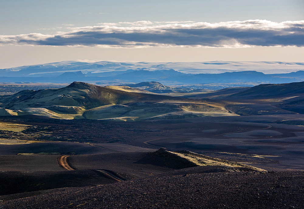 Laki Crater or Lakagigar, Myrdalsjoekull Glacier, Crater Series, South Iceland, Suourland, Iceland, Europe