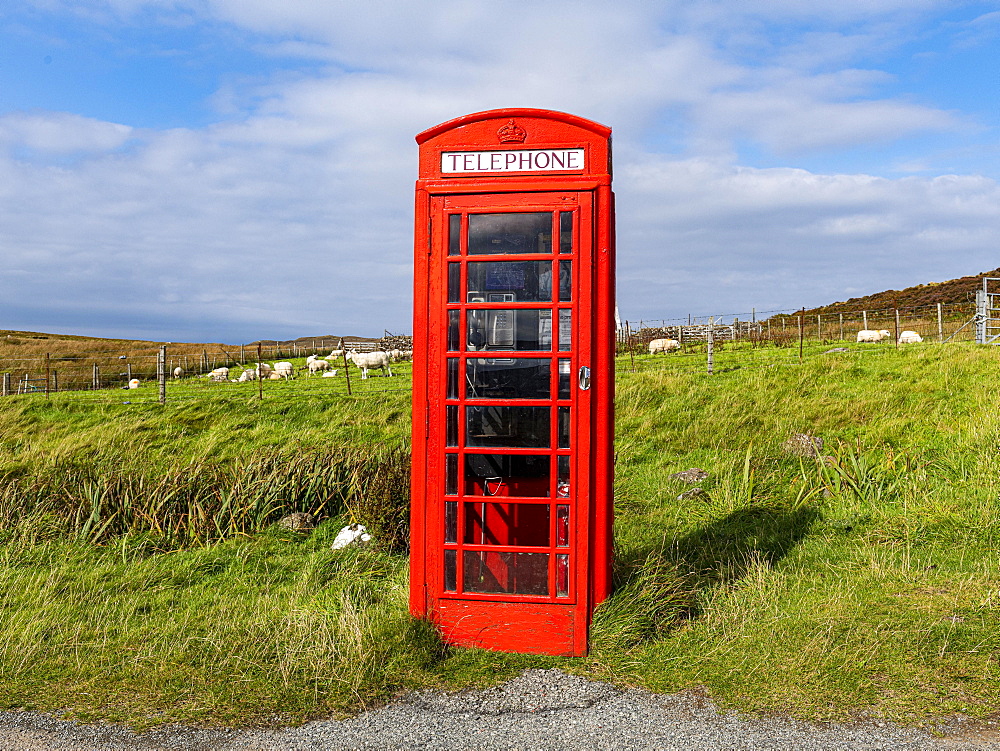 Remote red phone booth, Isle of Skye, Scotland, UK