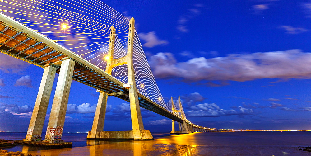 Lisbon Bridge Ponte Vasco da Gama over River Tagus Panorama Travel Travel City in Lisbon, Portugal, Europe