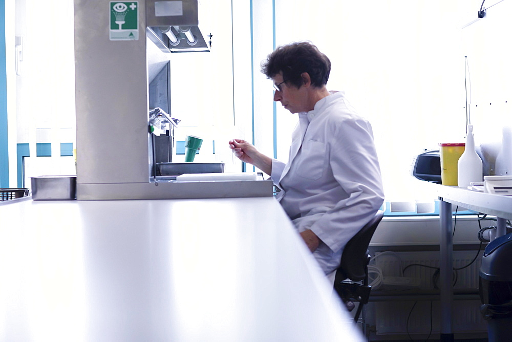 Technician working in a laboratory, Freiburg, Baden- Wuerttemberg, Germany, Europe