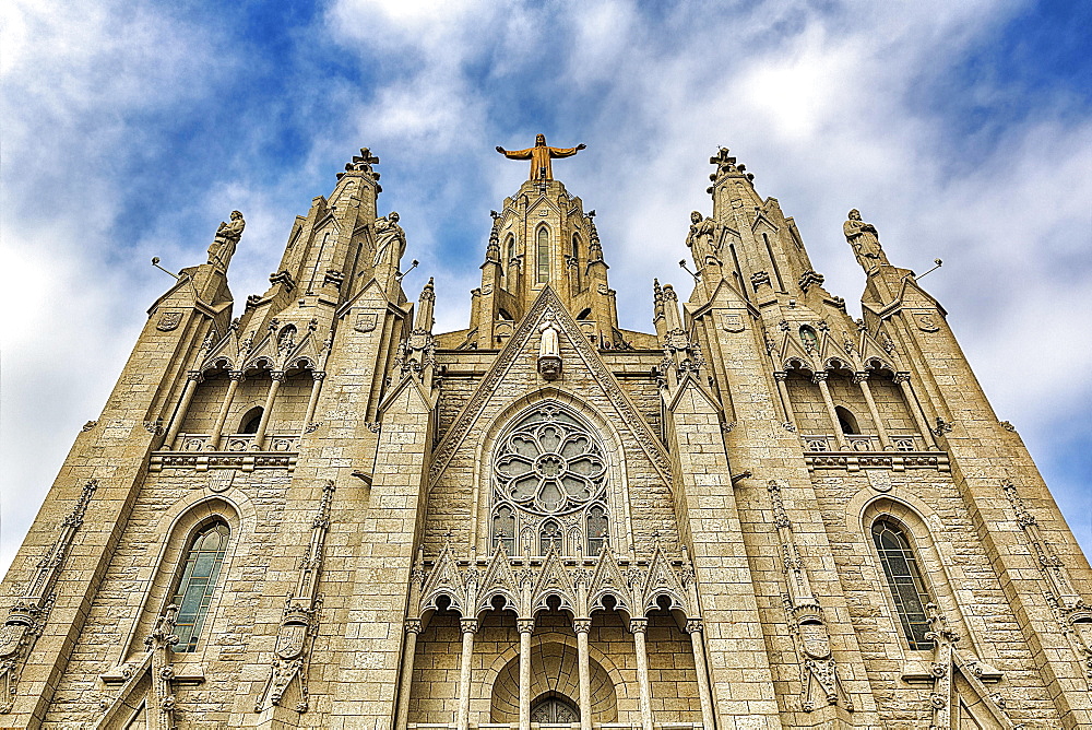 Sagrat Cor Church with statue of Christ, Tibidabo, Barcelona, Catalonia, Spain, Europe