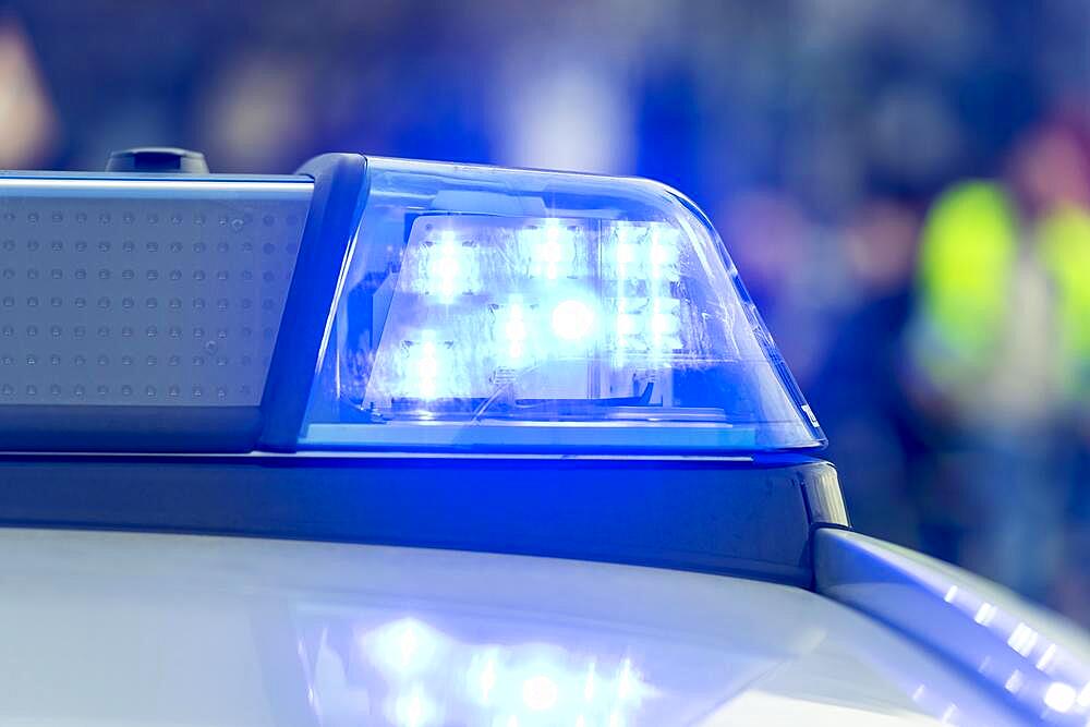 Patrol car, police, with front flashers, LED light, blue light, Germany, Europe