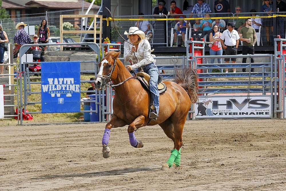 Rodeo competition, rodeo riders, Valleyfield Rodeo, Valleyfield, Province of Quebec, Canada, North America