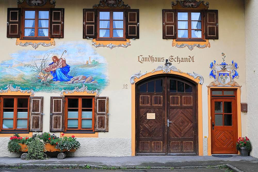 Lueftlmalerei, historic house, Mittenwald, Upper Bavaria, Bavaria, Germany, Europe