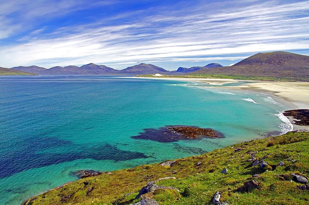 Crystal clear water, long sandy beach, Luskentyre Beach, Isle of Harris, Hebrides, Scotland, United Kingdom, Europe