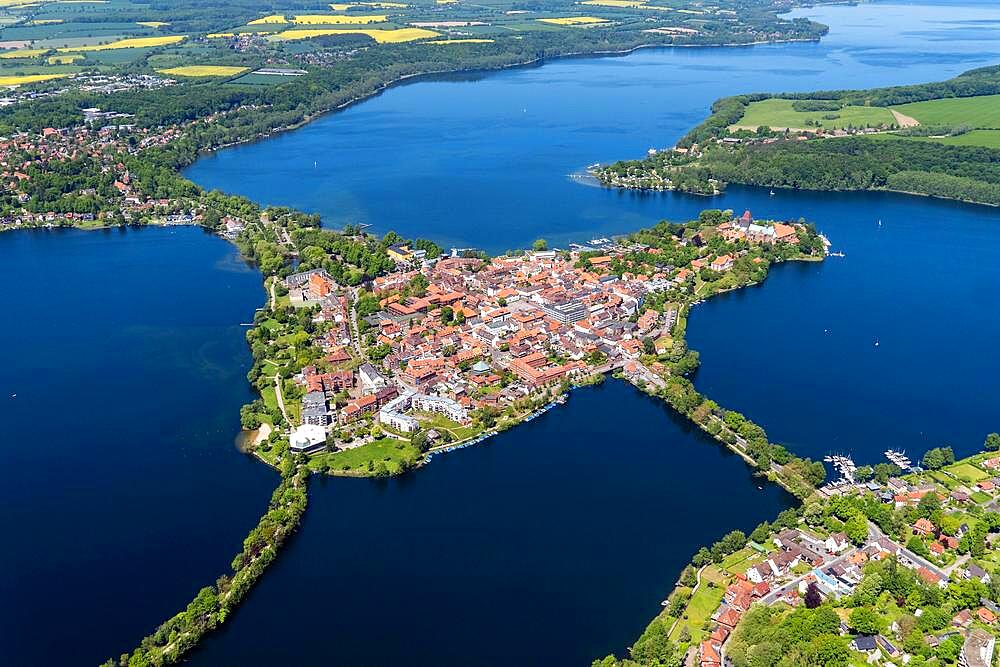 Lauenburg Lakes nature Park, Ratzeburg Lake, island town, island, aerial view, Ratzeburg, Duchy of Lauenburg, Schleswig Holstein, Germany, Europe