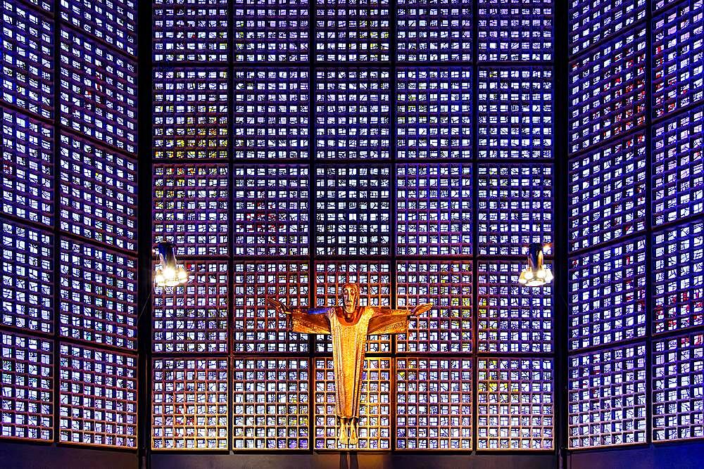 Altar room with resurrection Christ, Kaiser Wilhelm Memorial Church, Kurfuerstendamm, Charlottenburg, Berlin, Germany, Europe