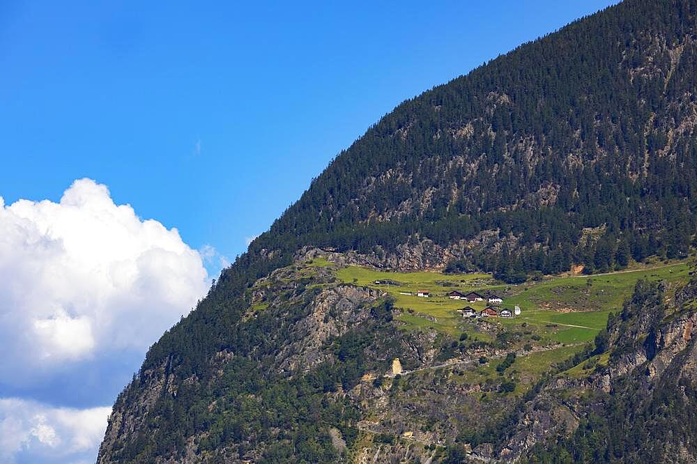 View from Umhausen to Farst, The Eagle's Nest of the Oetztal, Oetztal, Tyrol, Austria, Europe