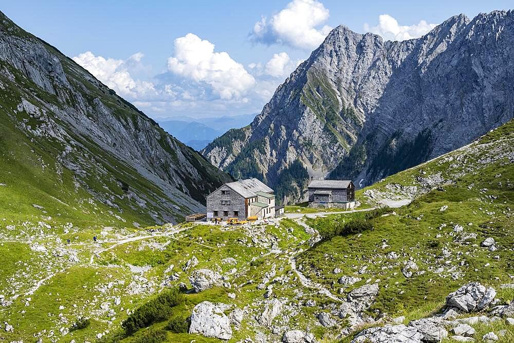 Lamsenjochhuette, Karwendel Mountains, Karwendel Alpine Park, Tyrol, Austria, Europe