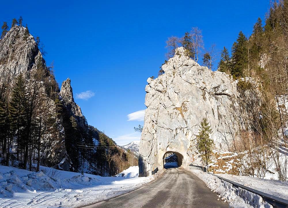 Tunnel, road near Johnsbach, Gesaeuse National Park, Styria, Austria, Europe