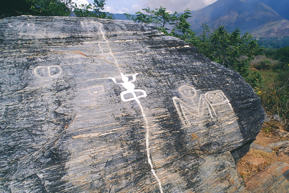 Petroglyphs of Vigirima, also known as Tronconero's Painted Stone, Piedra Pintada archaeological site, San Esteban National park, Carabobo state, Venezuela, South America