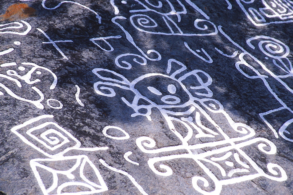 Petroglyphs of Vigirima, also known as Tronconero's Painted Stone, Piedra Pintada archaeological site, San Esteban National park, Carabobo state, Venezuela, South America