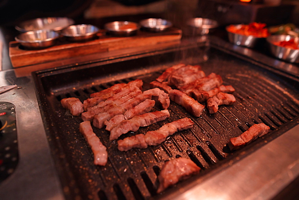 Korean barbecue in a Korean restaurant