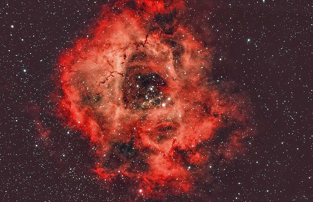 Emission Nebula NGC2244, Rosette Nebula with open star clusters in the constellation Unicorn, Bavaria, Germany, Europe