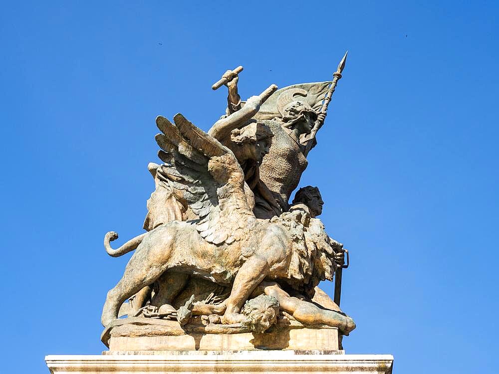 Monument at the Monumento Nazionale a Vittorio Emanuele II, Vittoriano, Victor Emanuel Monument, National Monument to Victor Emanuel II Piazza di Venezia, Rome, Lazio, Italy, Europe