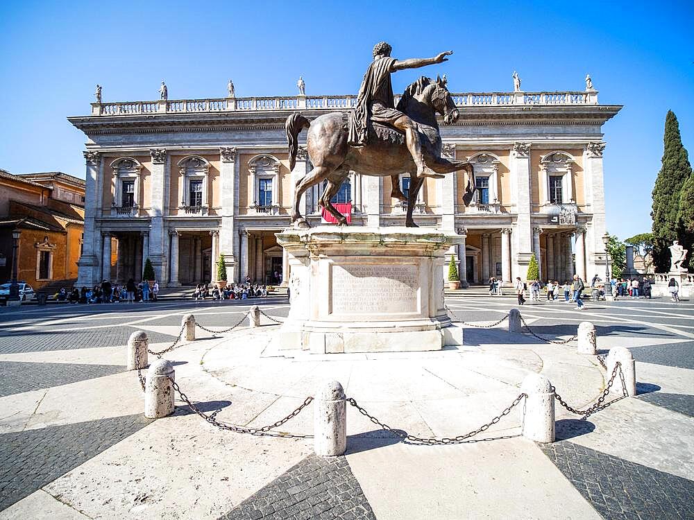 Equestrian statue, bronze statue, Emperor Marcus Aurelius, Capitol, Capitoline Hill, Rome, Latium, Italy, Europe