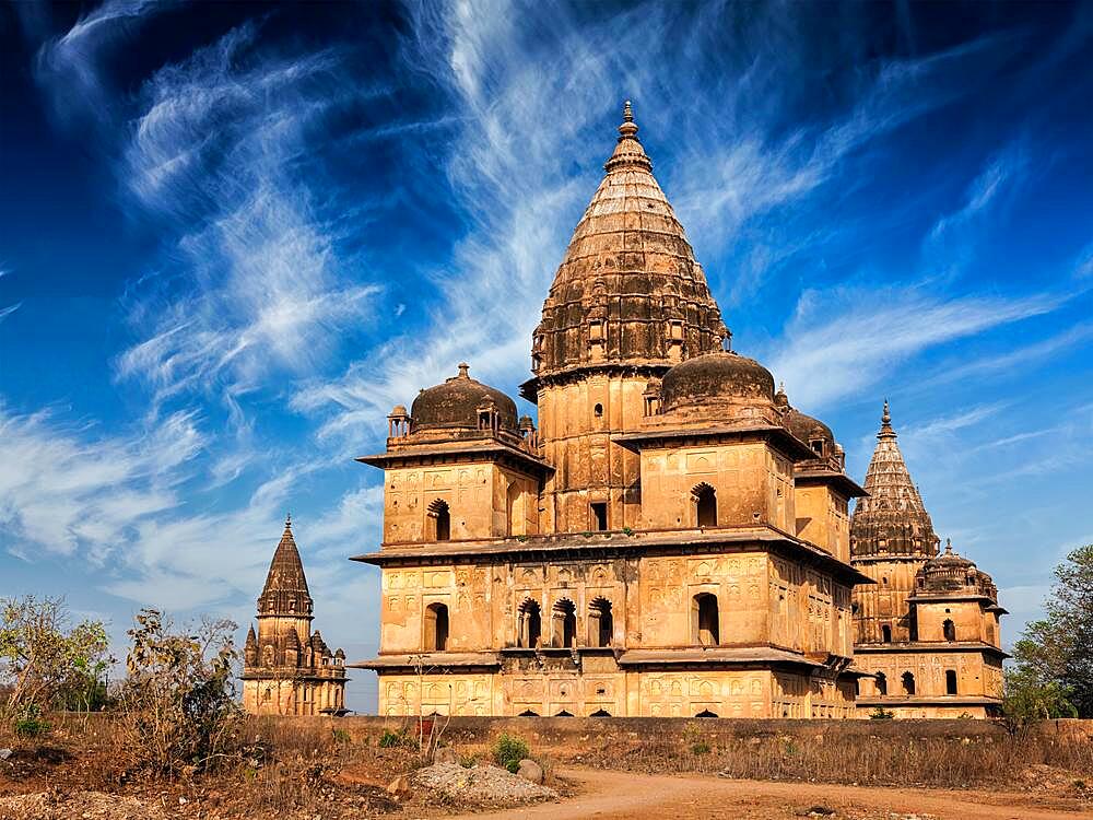 Royal cenotaphs of Orchha in Orchha, Madhya Pradesh, India, Asia