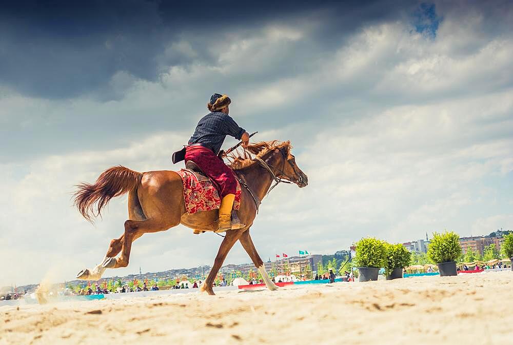 Turkish man and horseman ethnic clothes examples