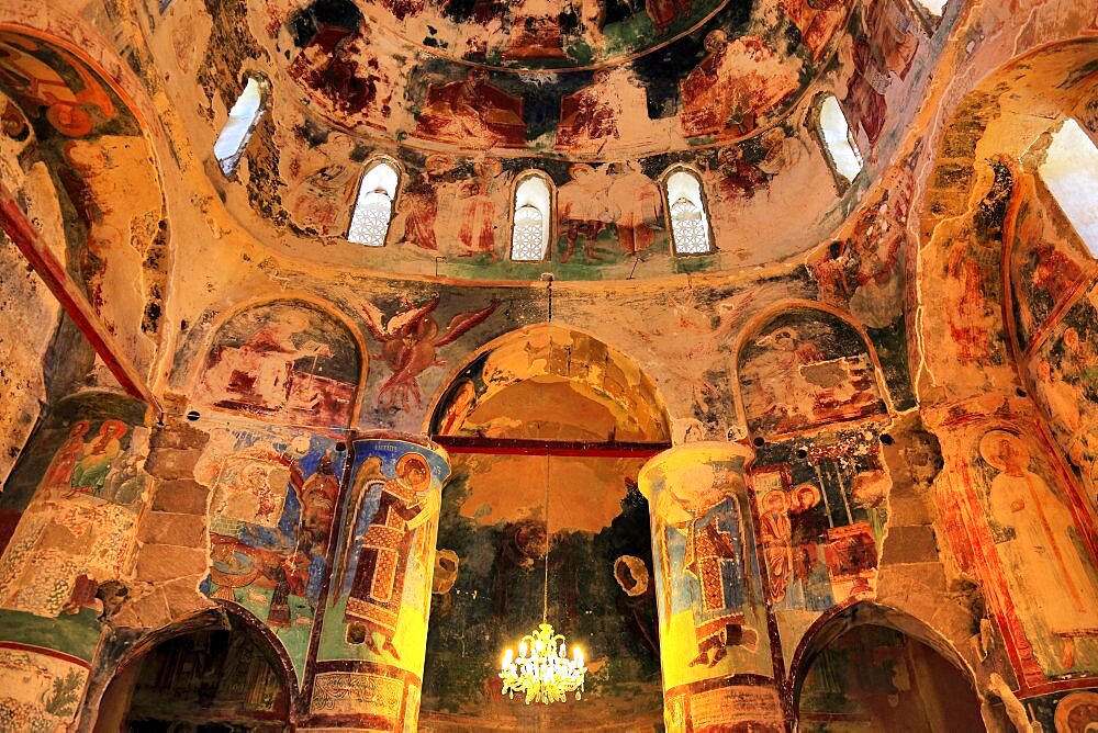 Former monastery church of Antifonitis, 12th century Frescoes and wall painting in the altar area, Northern Cyprus