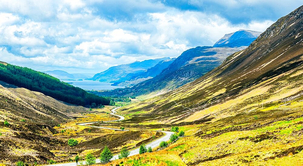 Loch Maree and Valley from Glen Docherty Viewpoint, A832, NC500, Highland, Scotland, UK