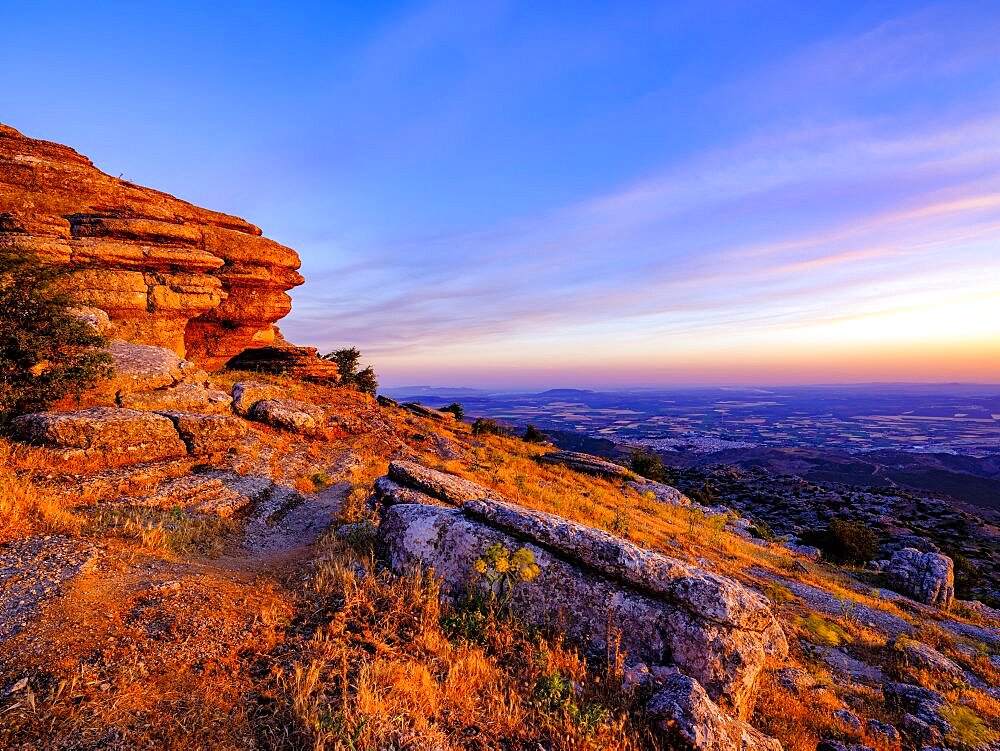 Limestone rock formations in the morning light, El Torcal nature reserve, Torcal de Antequera, Malaga province, Andalusia, Spain, Europe