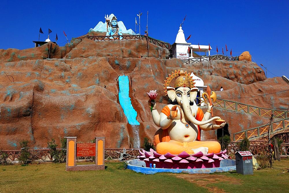 Rajasthan, Vatshmo Mata Temple, new modern temple on the road from Mandawa to Bikaner, part of the temple complex with elephant god, sacred animal, North India, India, Asia