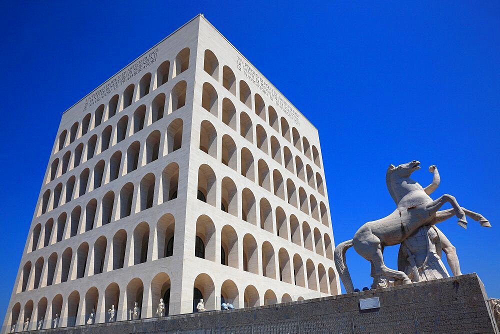 Palazzo della Civilta Italiana, Palace of Italian Civilisation, also Palazzo della Civilta del Lavoro, Colosseo quadrato, Esposizione Universale di Roma, World's Fair Rome, EUR, Italy, Europe