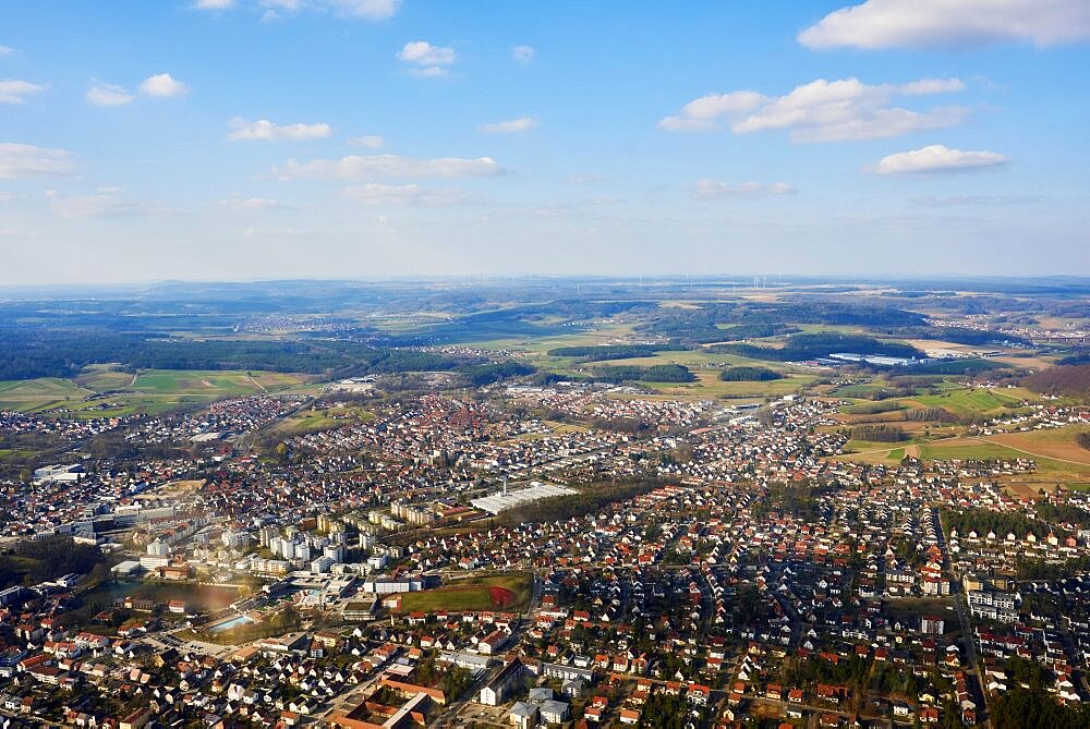 View from the sky onto Neumarkt, Upper Palatinate, Bavaria Germany