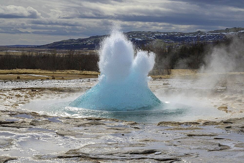 Strokkur geyser, thermal area, Iceland, Europe