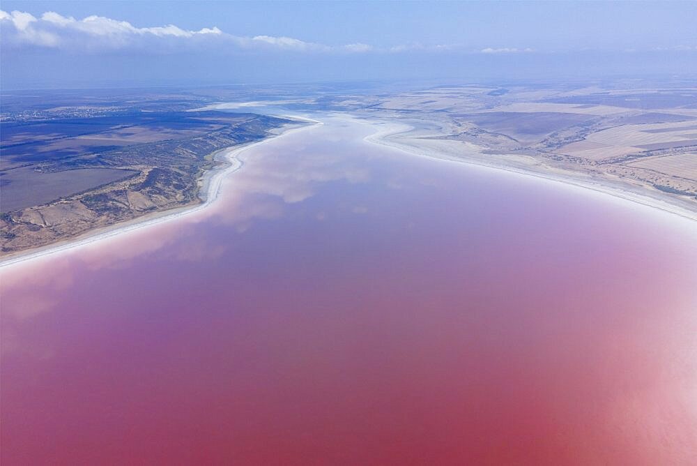 Kuialnyk Estuary with red water. Odessa, Ukraine, Eastern Europe, Europe