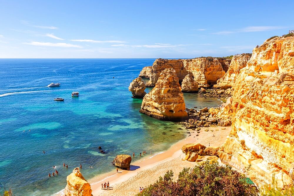 Algarve beach Praia da Marinha by the sea Ocean in Praia da Marinha, Portugal, Europe