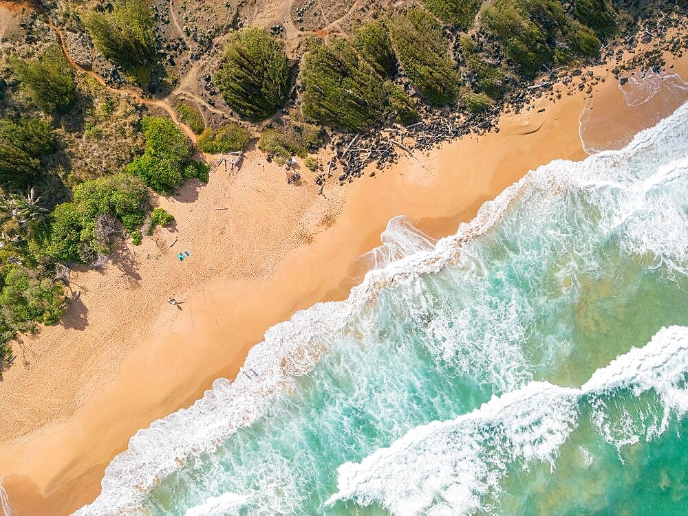 Aerial view of Paliku aka Donkey Beach, Kauai, Hawaii, USA, North America