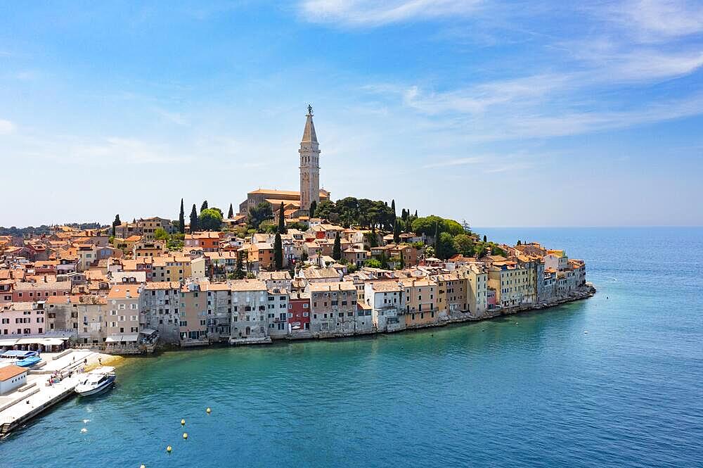 Adriatic Sea, Old Town with Church of St. Euphemia, Rovinj, Istria, Croatia, Europe